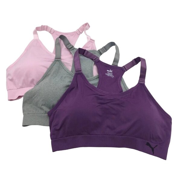 Puma Med 3-Pack Sports Bra Medium Impact Activewear Athletic 34C, 34D, 36A, 36B - Picture 1 of 11